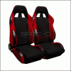 Universal Spec-D Bride Style Racing Seats - Black & Red Cloth - Pair - RS-505-2