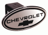 Universal Defenderworx Chevrolet Script Oval Billet Hitch Cover - Black with Black Bowtie - 31115