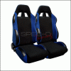 Universal Spec-D Bride Style Racing Seats - Black & Blue Cloth - Pair - RS-504-2