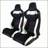 Universal Spec-D Black White Two Tone PVC Racing Seat - Pair - RS-C500RS-2