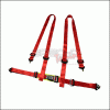 Universal Spec-D Racing Seat Belt 4 Point Harness - Red - RSB-4PTR