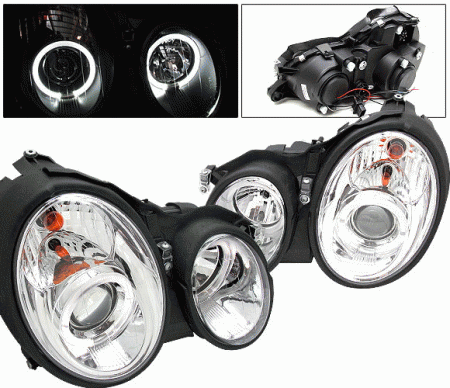 Mercedes  Mercedes-Benz CLK 4 Car Option Halo Projector Headlights - Chrome - LP-MBW208C-YD