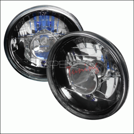 Mercedes  Universal Spec-D 7 Inch Projector Headlights Round with H4 Bulb - Black - LHP-7RNDJM