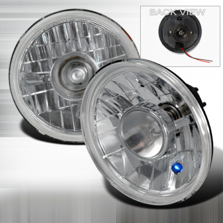 Mercedes  Universal Spec-D 7 Inch Projector Headlights Round with H4 Bulb - Chrome - LHP-7RND