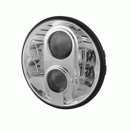 Mercedes  Universal Xtune Round Sealed Beam 7 Inch LED Headlights - High-Low Beam - With 2xH4 to H13 Connector - Chrome - PRO-JH-7RLED-HL-C