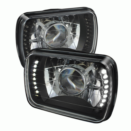 Mercedes  Universal Xtune 7x6 Inch Projector Headlights with LED - Black - PRO-JH-7X6-LED-BK