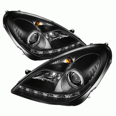 Mercedes  Mercedes-Benz SLK Spyder Projector Headlights - Xenon HID Model Only - Daytime Running Light - Black - High H1 - Low D2R - PRO-YD-MBSLK05-HID-DRL-BK