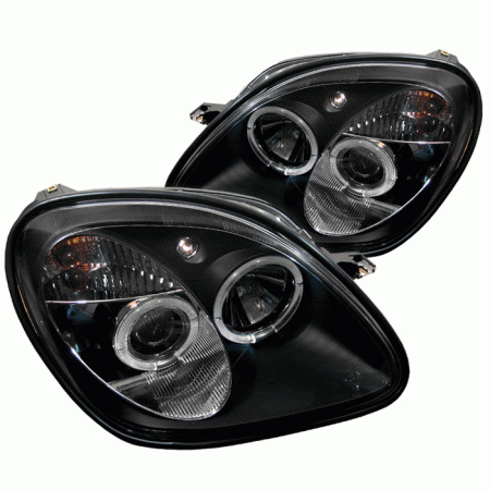Mercedes  Mercedes-Benz SLK Spyder Projector Headlights - Halogen Model Only - LED Halo - Black - High H1 - Low H1 - 1PC - PRO-YD-MBSLK98-1PC-HL-BK