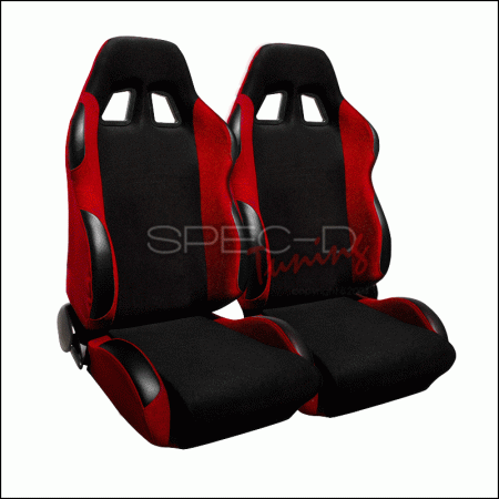 Mercedes  Universal Spec-D Bride Style Racing Seats - Black & Red Cloth - Pair - RS-505-2
